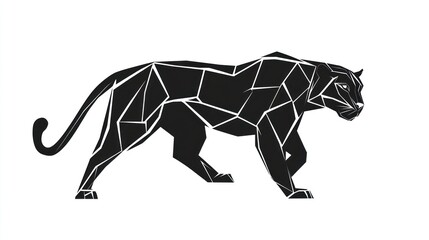 Obraz premium Geometric panther profile, white background, wildlife art, logo design