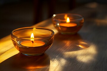 Two Candles on a Wooden Table