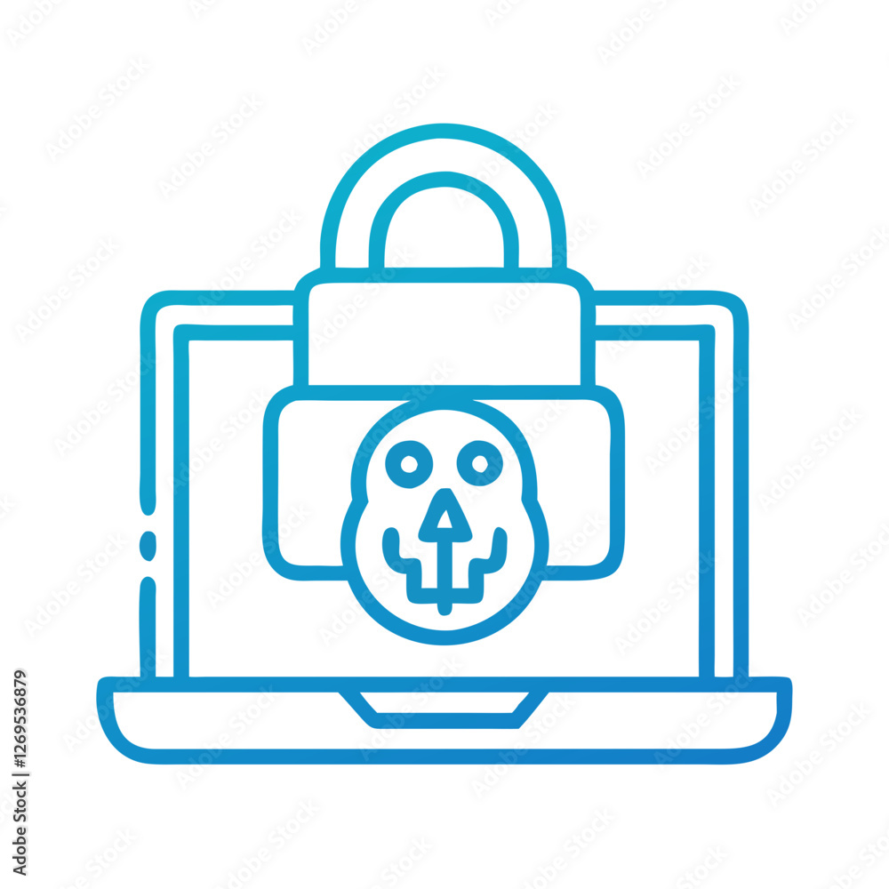 Poster ransomware detection alert icon vector - cybersecurity symbol for malware scanning, threat preventio