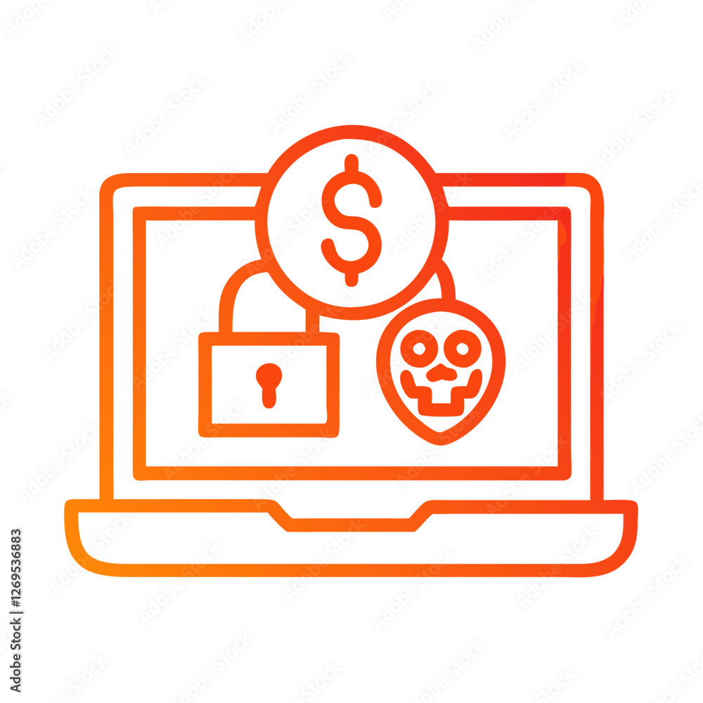 Poster ransomware detection alert icon vector - cybersecurity symbol for malware scanning, threat preventio