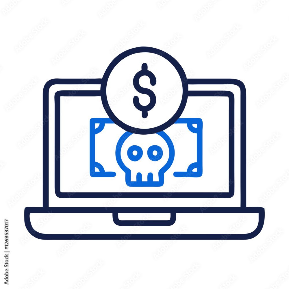 Poster ransomware attack prevention icon vector - cybersecurity symbol for firewall defense, secure network