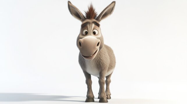 Charming Donkey Character Render: A 3D Model of a Friendly Donkey from Shrek