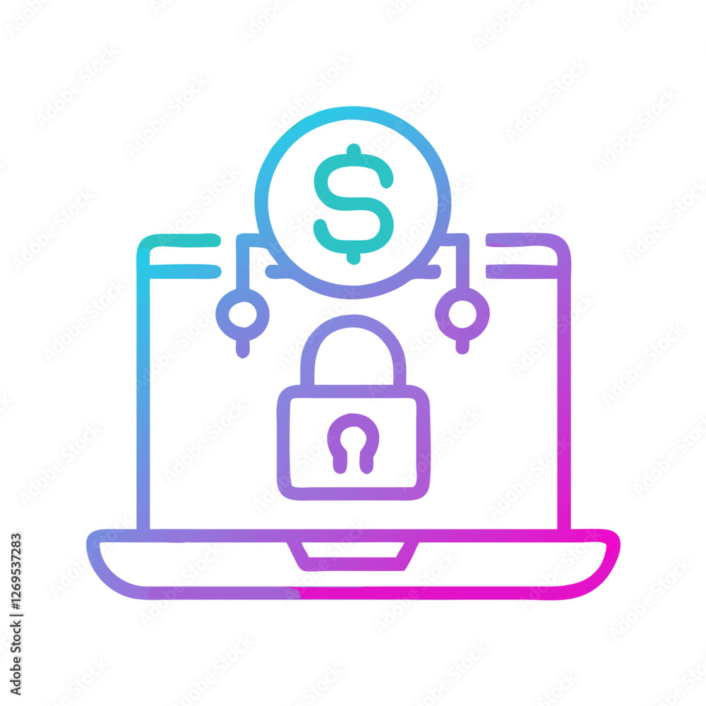 Poster ransomware warning sign icon vector - cybersecurity symbol for digital extortion, hacker malware