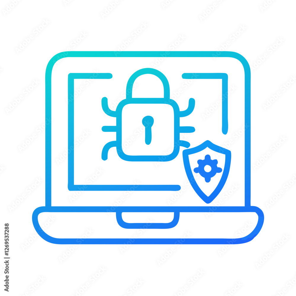 Poster ransomware warning sign icon vector - cybersecurity symbol for digital extortion, hacker malware
