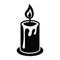 burning candle silhouette vector illustration isolated on white background