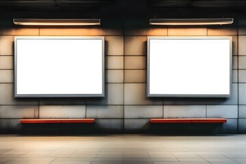 Fototapeta premium Creative Uses for Two Empty Billboards for Advertising on Textured Walls