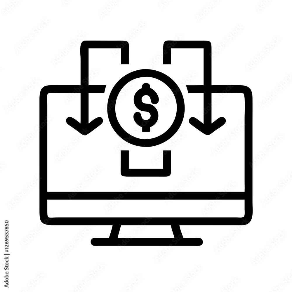 Poster ransomware lock screen icon vector - cybersecurity alert for data hijacking, malware threat, digital