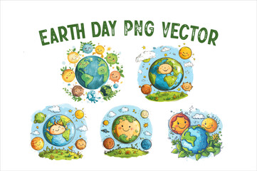 Fototapeta premium Solar System Planets Cartoon Bundle. Cute Planet Illustration Bundle.