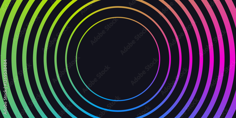 Poster futuristic neon curved lines with gradient effect. vibrant vector template with circular waves. perf