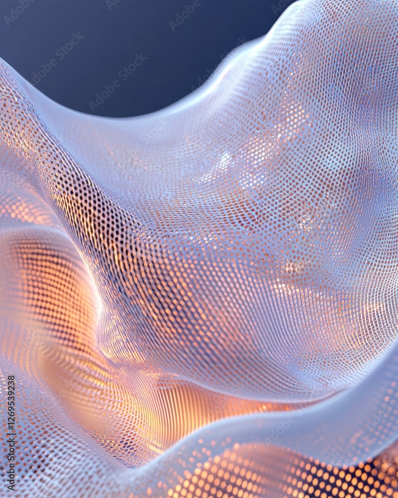 Poster captivating flow of translucent fabric studio setting abstract art soft lighting close-up visual tex