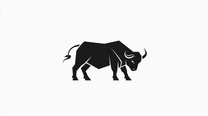 Obraz premium Silhouetted Bull, Graphic Design, Minimalist Style, Stock Photo, Use for Branding