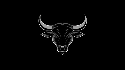 Fototapeta premium Fierce bull head portrait on black. Perfect for finance, sport, and agriculture symbols