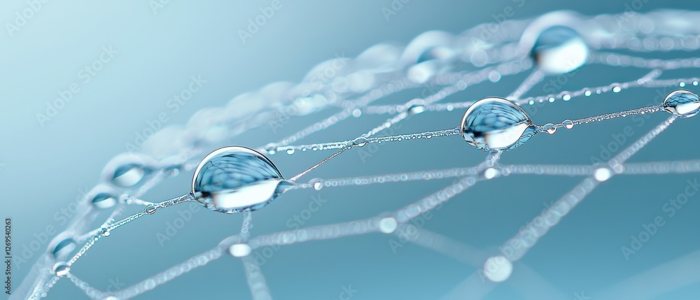 Aufkleber water droplets creating intricate patterns nature macro calm environment close-up viewpoint
