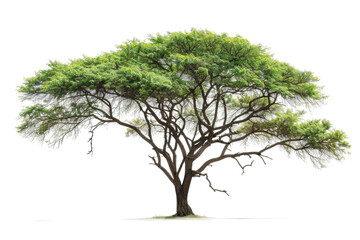 African acacia tree silhouette isolated on transparent background