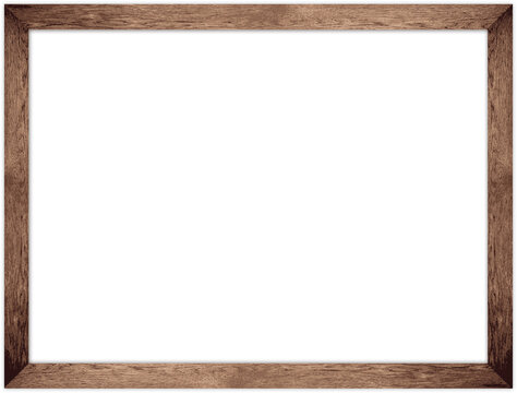 Natural Wood Photo Frame Isolated on Transparent Background
