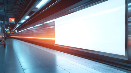 Empty Billboard at a Modern Subway Station