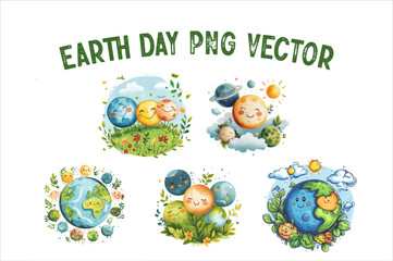 Solar System Planets Cartoon Bundle. Cute Planet Illustration Bundle.