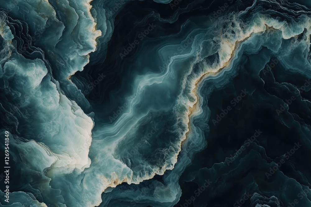 Poster seamless south onyx abstract representation of swirling clouds and waves in shades of teal, black, a