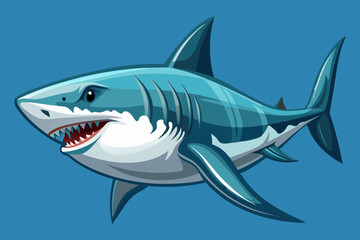 vector of White shark marine predator big. Isolated background.
