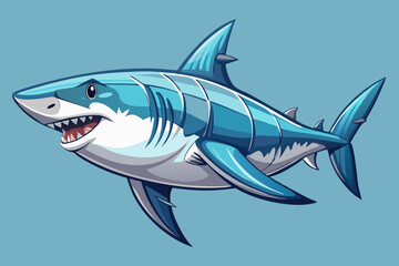vector of White shark marine predator big. Isolated background.