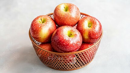 food safety and storage concept. Fresh apples in a basket
