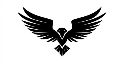 Fototapeta premium Black bird in flight, graphic design, silhouette