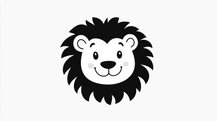 Obraz premium Cute cartoon lion head, friendly expression, children's illustration, suitable for print or digital media