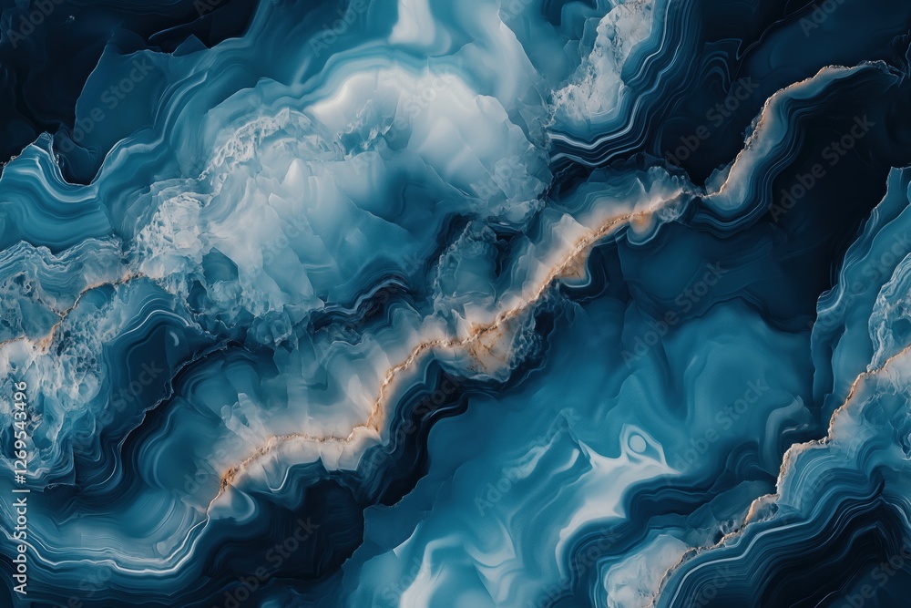Poster seamless south onyx abstract image featuring swirling patterns of blue and teal with hints of gold, 