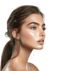 Fototapeta premium Portrait of a Young Woman with Natural Beauty and Radiant Skini, deal for concepts such as skincare, beauty, and healthy living.