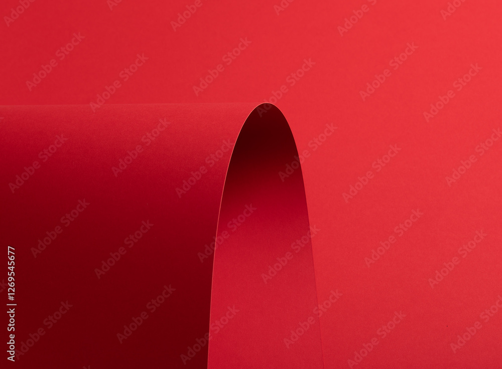 Poster Bold scarlet red paper background with a deep matte texture and overlapping folds. Vibrant crimson and cherry tones create an elegant, minimal, and abstract composition with wavy edges and subtle