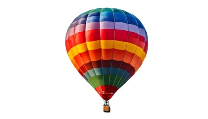 Naklejka premium Vibrant hot-air balloon isolated on white background for creative design projects and travel-themed visual content
