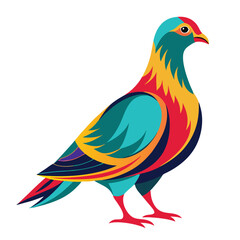 a dramatic silhouette artwork of a colorful  pigeon Adobe Illustrator Artwork