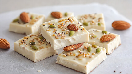  nature-inspired white chocolate bark with mixed nuts and seeds