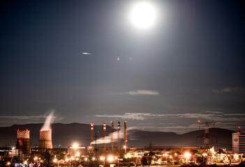 Fototapeta premium Industrial steel factory, iron works. Metallurgical plant.