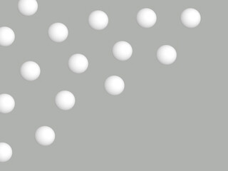 白い球体が並ぶ背景。