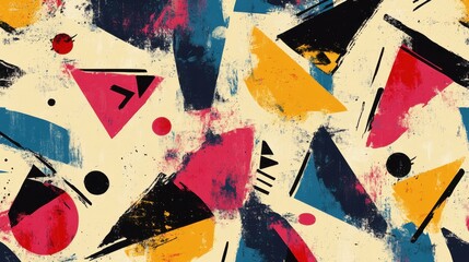 Fototapeta premium Dynamic Geometric Street Art Pattern, Urban Environment, Digital Design, Abstract Composition, Vibrant Textures