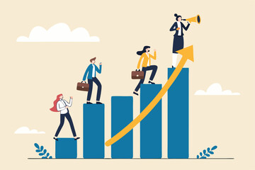 Business development plan for improvement, teamwork help growing revenue, growth and achievement, team strategy for business success concept, business people team working on improve bar graph.