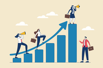 Business development plan for improvement, teamwork help growing revenue, growth and achievement, team strategy for business success concept, business people team working on improve bar graph.