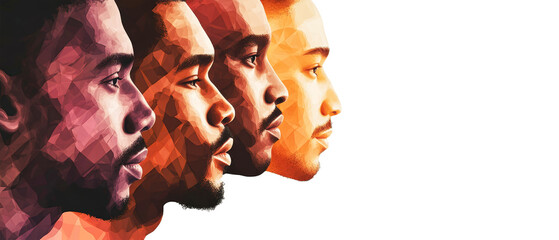 Celebrating diversity and strength through abstract male profiles for International Women's Day and Black History Month