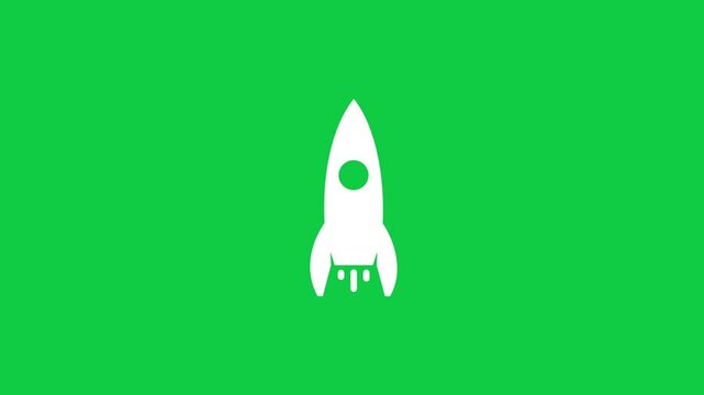 Animated rocket icon, fast rocket icon animation concept. green background