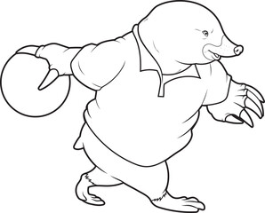 Mole Bowling Bowling ball Animal Vector Graphic Art Illustration