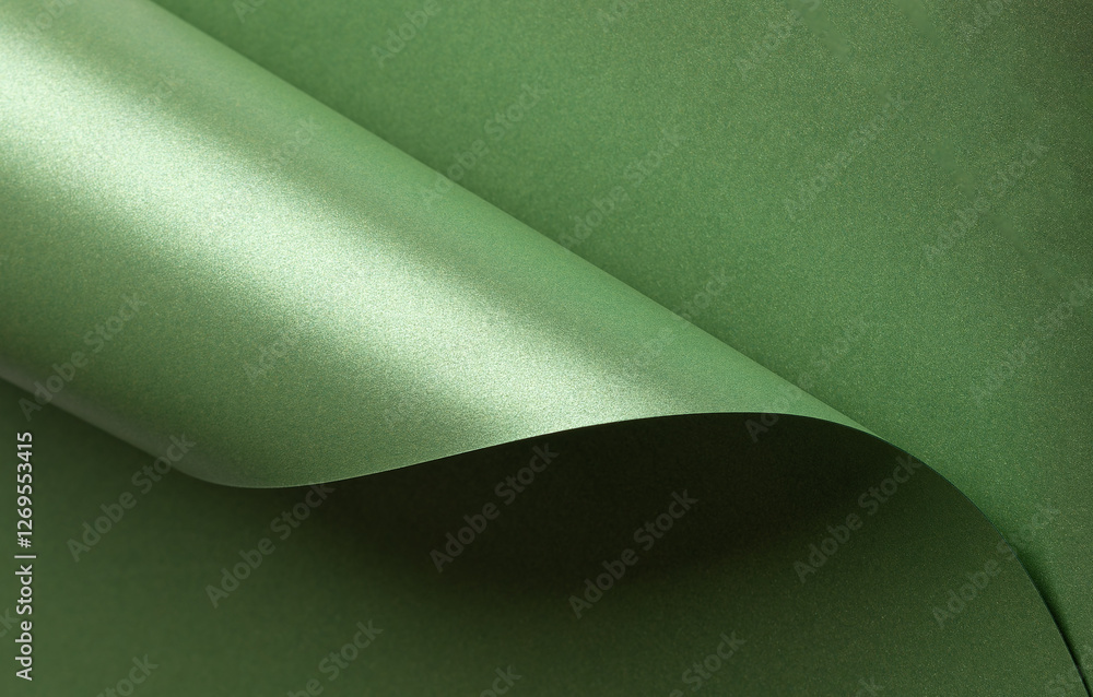 Poster emerald green paper background with a pearlescent, glossy texture and shimmering wavy edges. deep fo