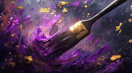 Fototapeta premium Colorful Paintbrush Creating Vibrant Splashes in Mid Air