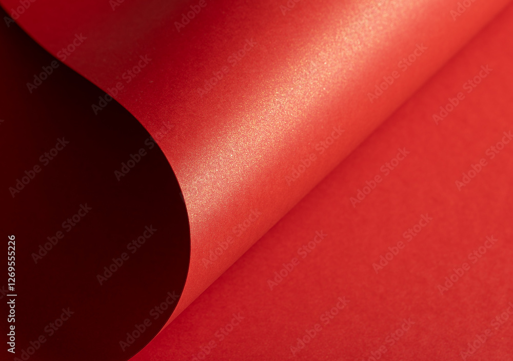 Poster fiery crimson paper background with a pearlescent, glossy texture and shimmering waves. rich scarlet