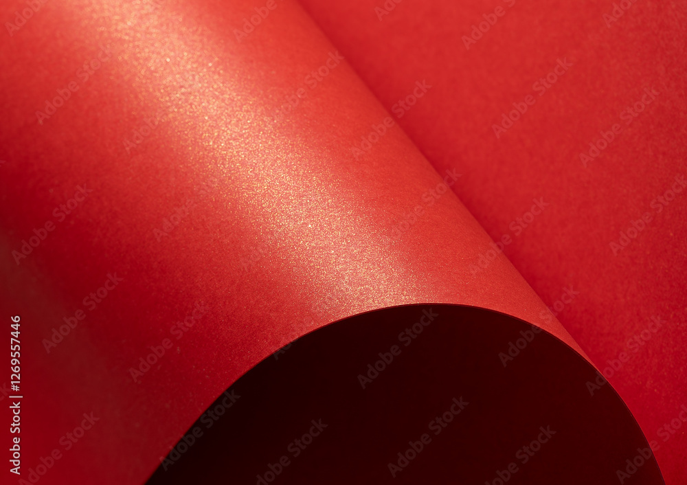 Poster fiery red paper background with a pearlescent, glossy texture and shimmering waves. bold crimson and