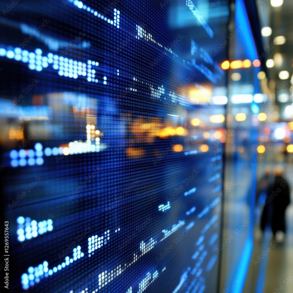 Poster digital data displays transforming business insights in urban environments technology focus modern v