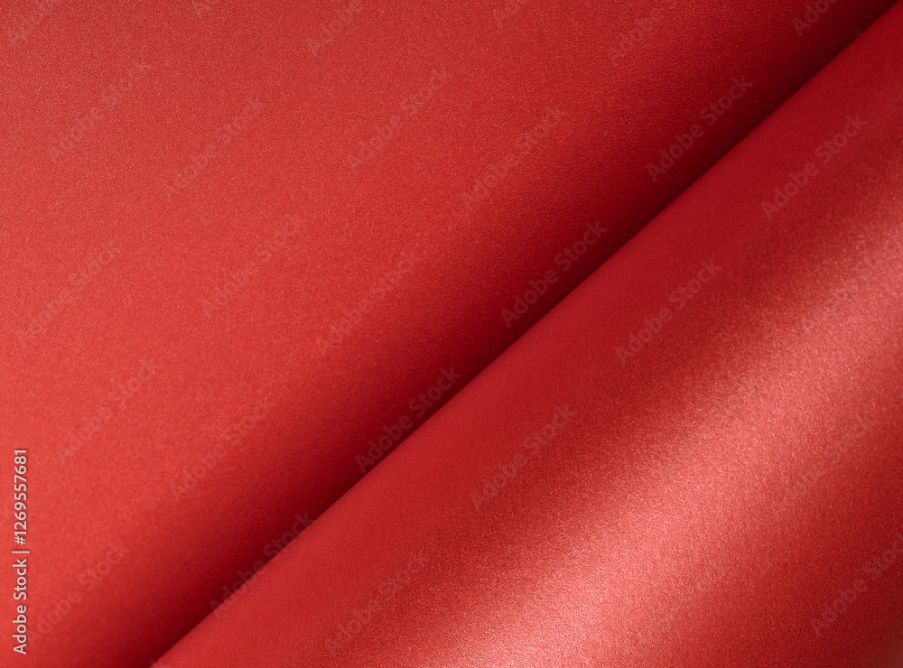 Poster Fiery ruby red paper background with a pearlescent, glossy texture and shimmering reflections. Deep carmine and scarlet tones create a bold, elegant, and luxurious abstract design.