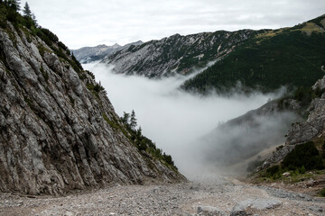 Karwendel mountains on Karwendel Hohenweg in Austria