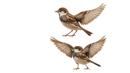 House sparrow bird in various poses including flying and perching natural wildlife transparent background,Graceful House Sparrow: Natural Wildlife Poses with Transparent Background