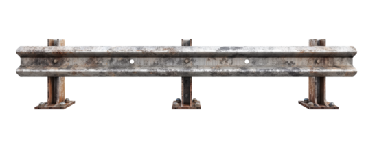 Guardrail isolated on white and transparent backgroung, cut out png